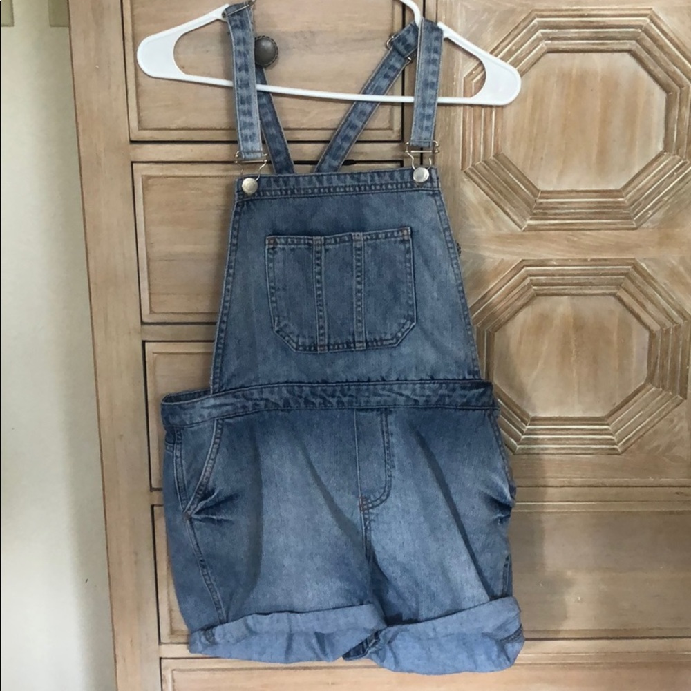Blue jean overall shorts